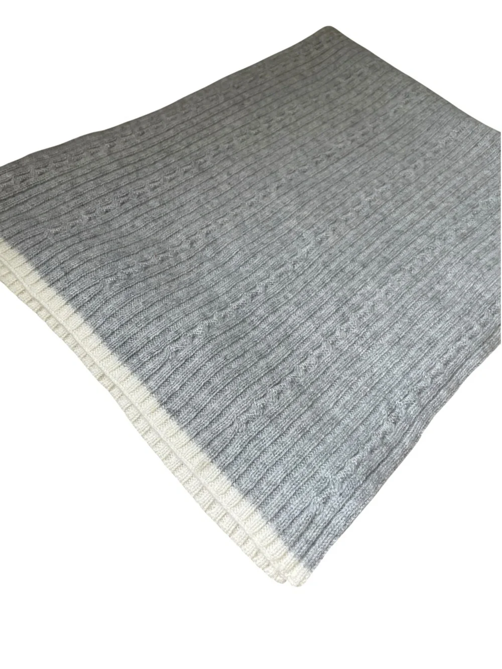 Vineyard Vines 100% Cashmere Cable Knit Scarf Grey Oversized 15 X 76 Cozy Soft